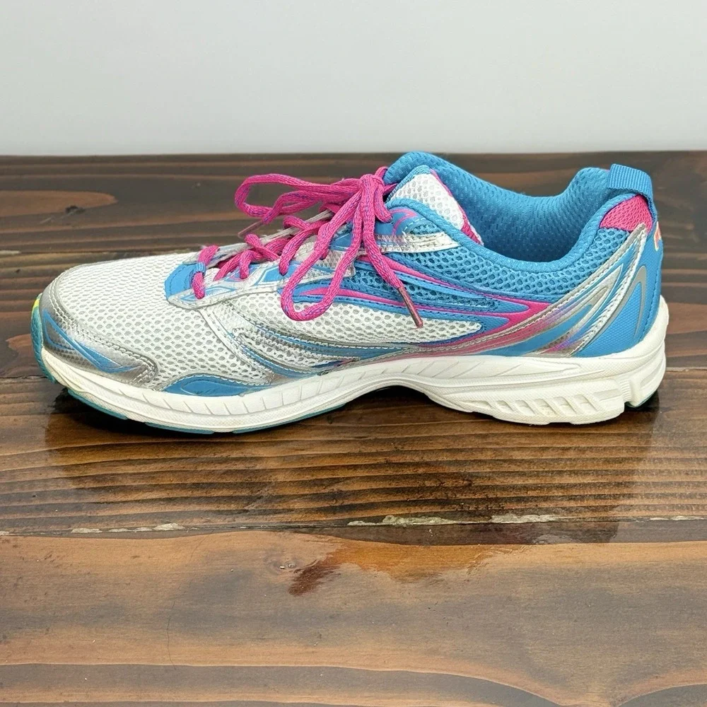 Women's Fila Running Shoes Coolmax with Memory Foam Size 9.5 Blue Silver Pink‎